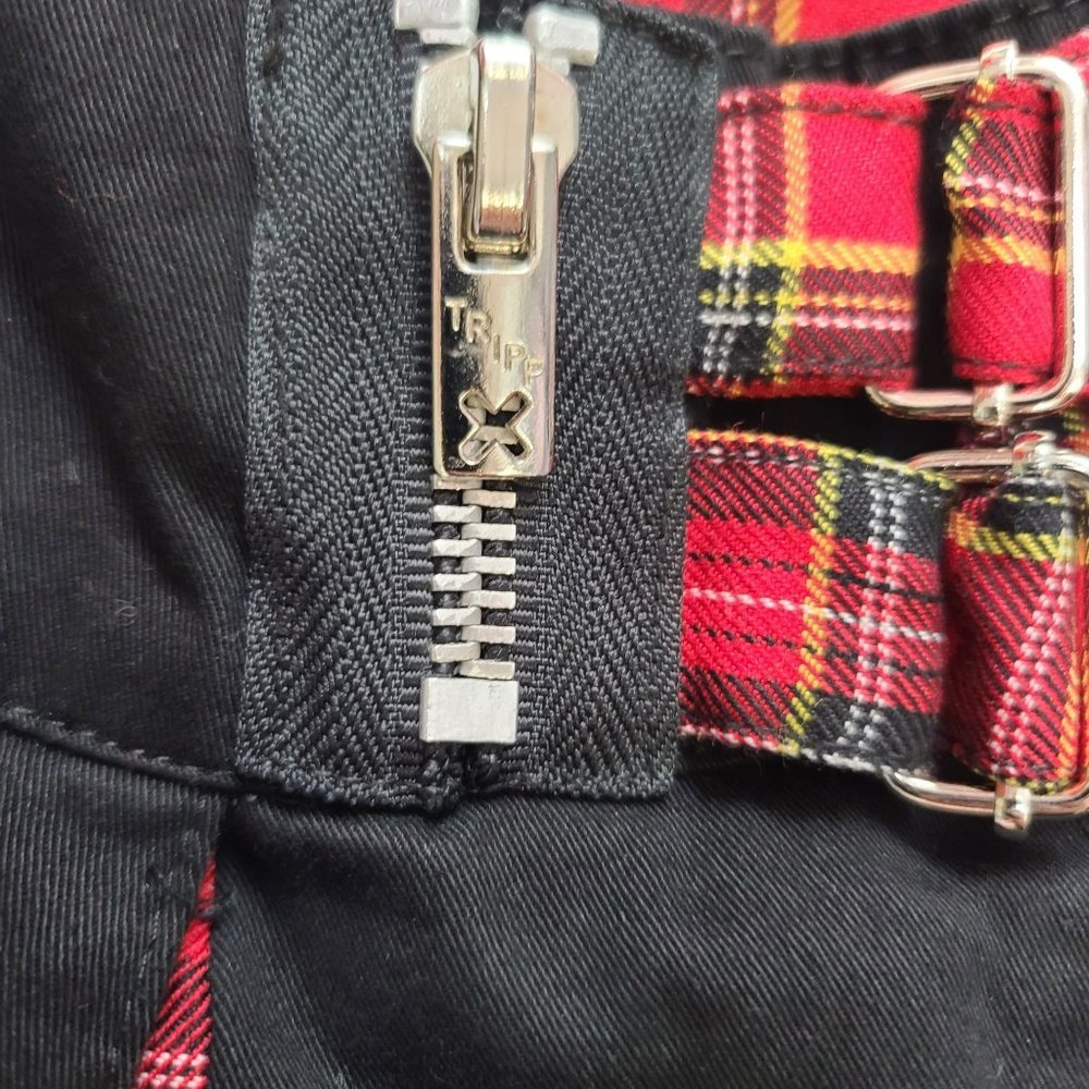 Vintage Tripp NYC Plaid Pleated Mini Skirt, Womens, Black, Red Plaid Pleats, XS - Picture 4 of 8